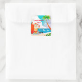 Weihnachten im Juli Sommer Party Santa Claus Quadratischer Aufkleber (Tasche)