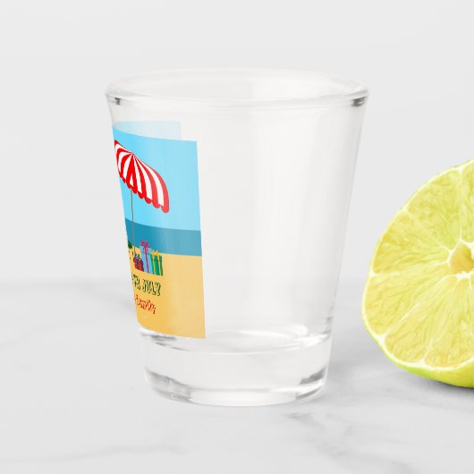 Weihnachten im Juli Sommer Santa Claus Beach Party Schnapsglas (Rechts)