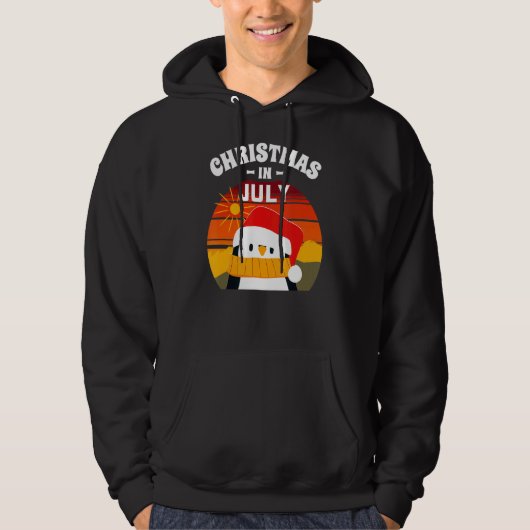 Weihnachten im Juli Sommer Santa Penguin Hoodie (Vorderseite)
