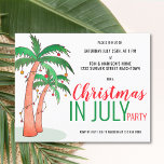 Weihnachten im Juli Sommerferien-Party Einladung<br><div class="desc">Budget Weihnachten im Juli Sommer Party Einladung. Feiern wir Weihnachten im Juli mit einem Party! Mit dieser lustigen Einladung mit handgearbeiteten Palmen, die mit Lichtern geschmückt sind, laden Sie Familie und Freunde zu Ihrem Weihnachtsfest ein. Passen Sie diese Einladungen mit Ihren Details an und genießen Sie den Spaß! Original Zeichnend...</div>