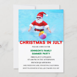 Weihnachten im Juli Sommerpool Party Einladung