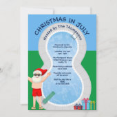 Weihnachten im Juli Sommerpool-Party von Santa Cla Einladung (Vorderseite)