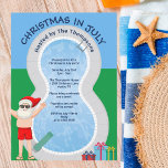 Weihnachten im Juli Sommerpool-Party von Santa Cla Einladung<br><div class="desc">Diese schöne Weihnachtsfeier im Juli zeichnend macht eine perfekte Party Einladung für eine Ansammlung am Pool. Machen Sie es zu einem lustigen Nordpol Thema extravaganza mit dem Weihnachtsmann in seinen Swimmingpools neben einem coolen Swimmingpool und Tauchen-Bord. Jolly Saint Nick wird in einem roten Anzug gezeichnet!</div>