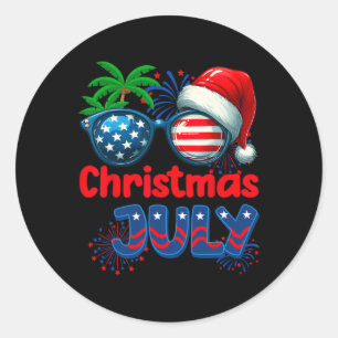 Weihnachten im Juli Sommerstrand Hawaii Santa Usa Runder Aufkleber