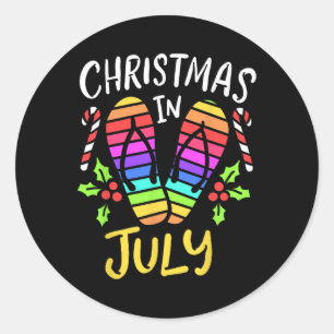 Weihnachten im Juli-Sommerurlaub Runder Aufkleber