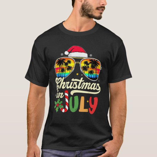 Weihnachten im Juli Sonnenbrillen Beach Tropical S T-Shirt (Vorderseite)