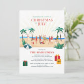 Weihnachten im Juli Spaß Familiensommer Party Einladung (Stehend Vorderseite)