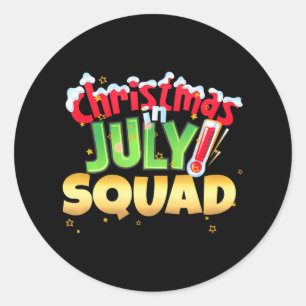 Weihnachten im Juli Squad Summer Group Santa Runder Aufkleber