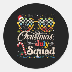 Weihnachten im Juli Squad Sungles Summer Beach Fun Runder Aufkleber