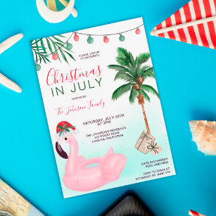 Weihnachten im Juli Strand tropisches Flamingo Einladung
