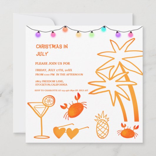 Weihnachten im Juli Summer Beach Party Einladung (Vorderseite)