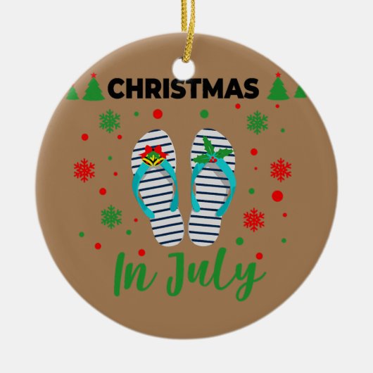 Weihnachten im Juli Summer Beach Vacacation Gedreh Keramik Ornament (Vorne)