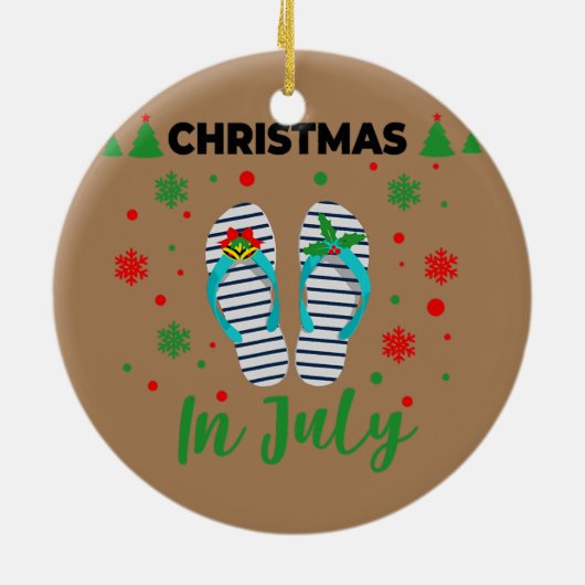 Weihnachten im Juli Summer Beach Vacacation Gedreh Keramik Ornament (Hinten)