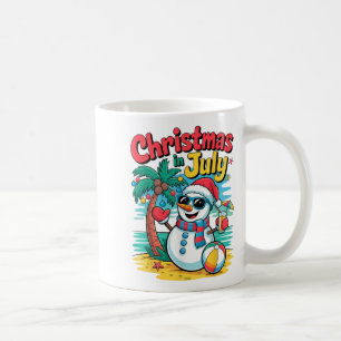 Weihnachten im Juli Summer Beach Xmas Snowman Palm Kaffeetasse