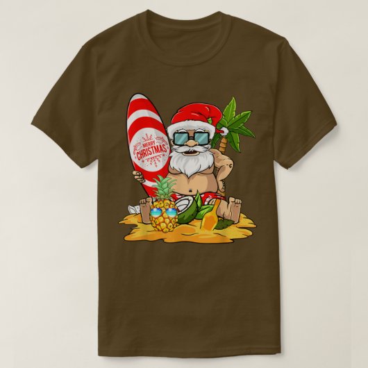 Weihnachten im Juli Surfen Funny Santa Summer Beac T-Shirt (Design vorne)