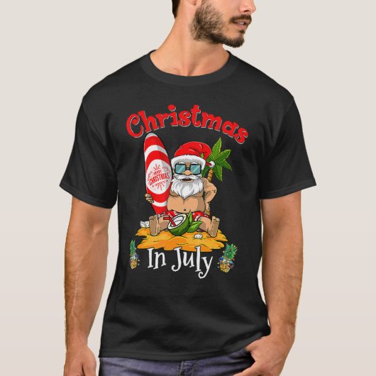 Weihnachten im Juli Surfen Santa Summer Beach Vaca T-Shirt (Vorderseite)