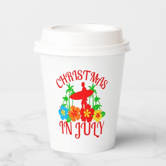 Weihnachten im Juli Surfer Party Pappbecher (Vorderseite)
