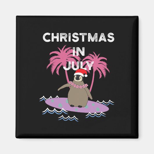 Weihnachten im Juli Surfer Pinguin Magnet (Vorne)