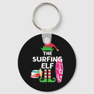 Weihnachten im Juli Surfing Elf Sommer Strandurlau Schlüsselanhänger