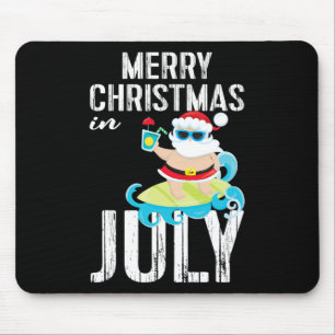 Weihnachten im Juli Surfing Santa Tropisches Shirt Mousepad
