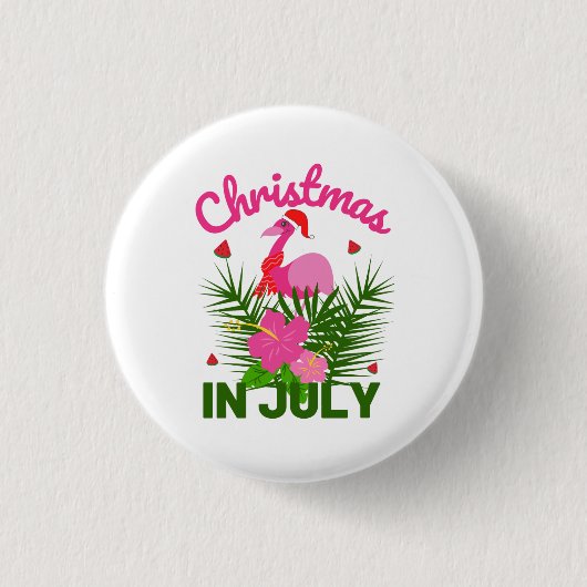 Weihnachten im Juli süßer Sommer Flamingo Button (Vorderseite)