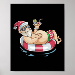 Weihnachten im Juli T-Shirt Hawaiian Santa Floatie Poster