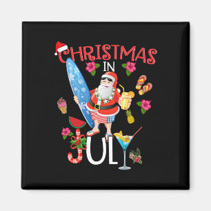 Weihnachten im Juli T-Shirt Lustiger Santa Sommer Magnet