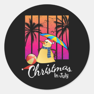 Weihnachten im Juli T-Shirt Lustiger Schneemann So Runder Aufkleber