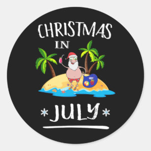 Weihnachten im Juli T-Shirt Sommer Lustiger Weihna Runder Aufkleber
