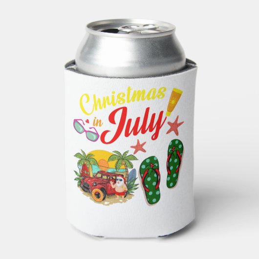 Weihnachten im Juli T Shirt Sommerstrand Urlaub Dosenkühler (Kanne Vorderseite)