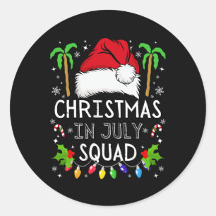 Weihnachten im Juli-Team Lustiger Sommer Xmas Männ Runder Aufkleber