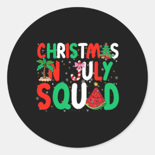 Weihnachten im Juli-Team Lustiger Sommer Xmas Männ Runder Aufkleber