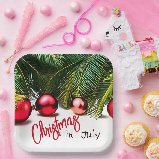Weihnachten im Juli Tropical Palm Trees Sommer Par Pappteller (Party)
