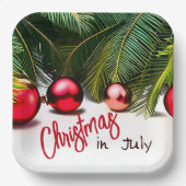 Weihnachten im Juli Tropical Palm Trees Sommer Par Pappteller (Vorderseite)