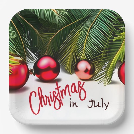Weihnachten im Juli Tropical Palm Trees Sommer Par Pappteller (Vorderseite)