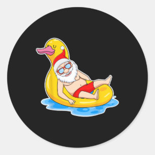 Weihnachten im Juli Tropischer Weihnachtsmann am P Runder Aufkleber