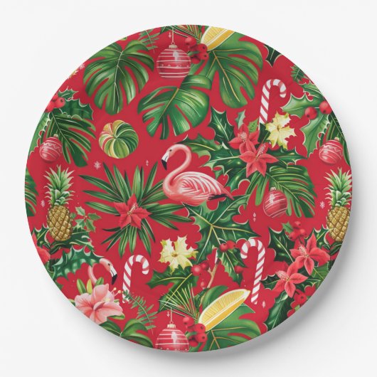 Weihnachten im Juli tropisches Muster Pappteller (Vorderseite)