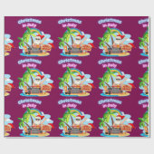 Weihnachten im Juli Tropisches Santa-Strand-Design Geschenkpapier (Flach)