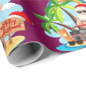 Weihnachten im Juli Tropisches Santa-Strand-Design Geschenkpapier (Rolleneckpunkt)