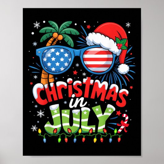 Weihnachten im Juli US-Flagge Summer Beach Hawaii Poster (Vorne)