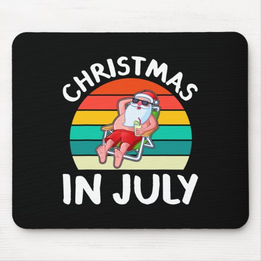 Weihnachten im Juli Vintage Santa Hawaiian Surfen Mousepad (Vorne)