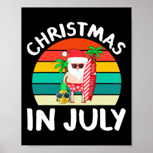 Weihnachten im Juli Vintage Santa Hawaiian Surfen Poster