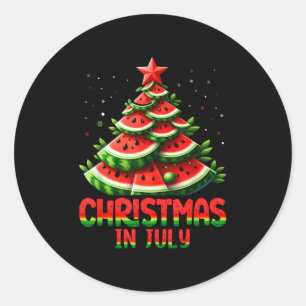 Weihnachten im Juli Wassermelon Bäume Sommer Menne Runder Aufkleber