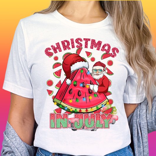 Weihnachten im Juli Wassermelon Santa Tropical-Som T-Shirt
