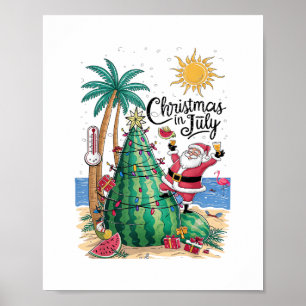 Weihnachten im Juli Wassermelone Xmas Baum Santa S Poster