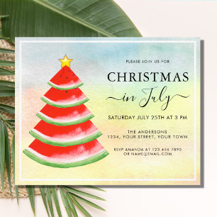 Weihnachten im Juli Wassermelonen-Party-Einladung Flyer