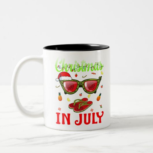 Weihnachten im Juli Watermelon Ananas Weihnachtsma Zweifarbige Tasse (Links)