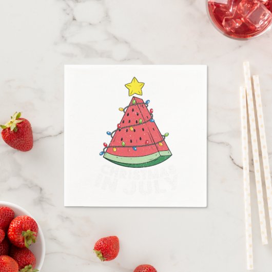 Weihnachten im Juli Watermelon Flamingo Xmas Tree Serviette (Beispiel)