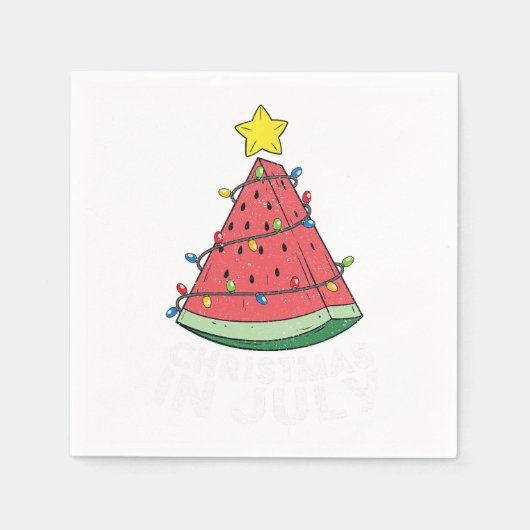 Weihnachten im Juli Watermelon Flamingo Xmas Tree  Serviette (Vorderseite)