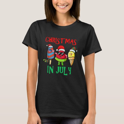Weihnachten im Juli Watermelon Ice Pop Weihnachten T-Shirt (Vorderseite)